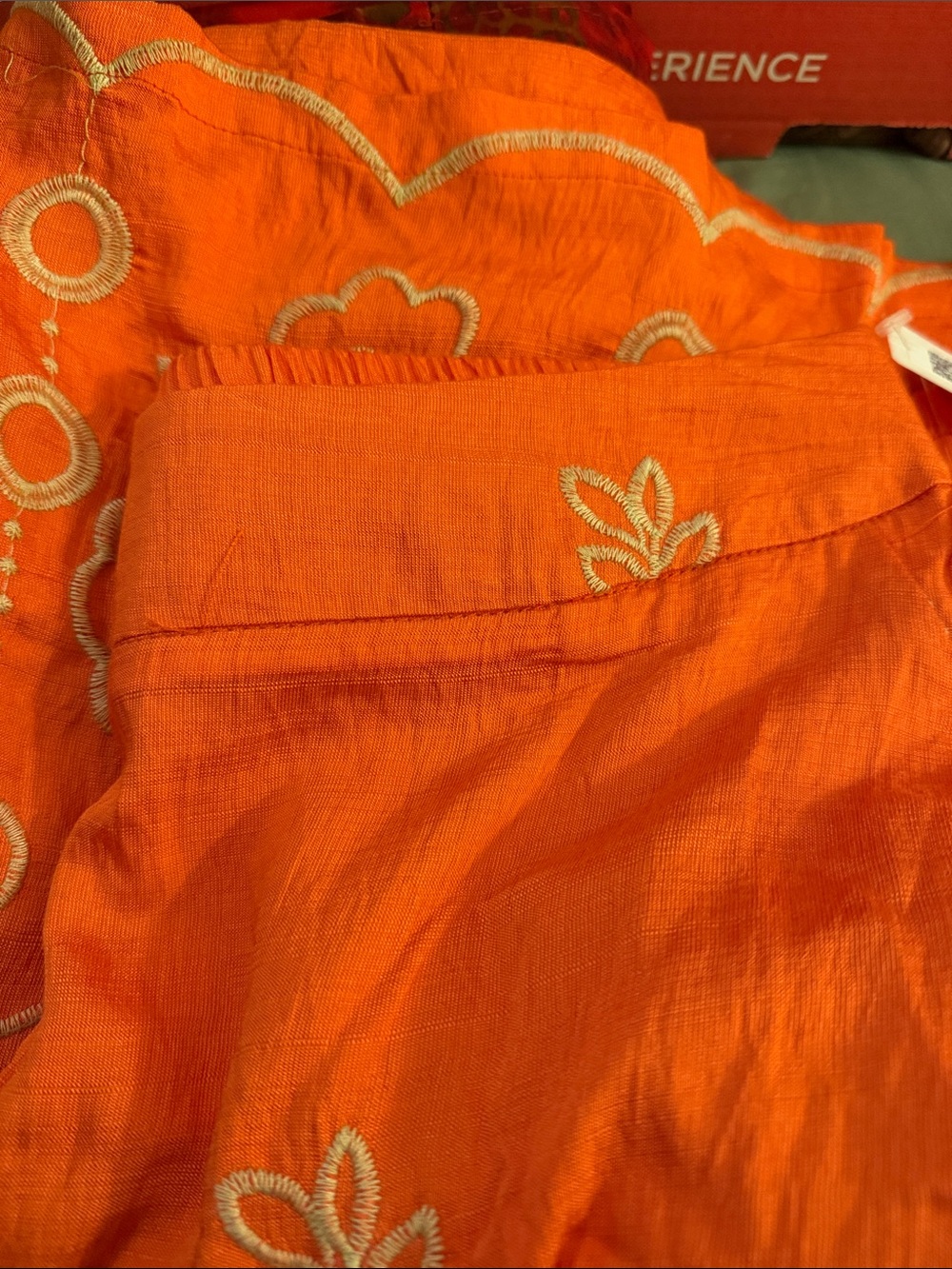 Embroidered Orange Palazzo pants